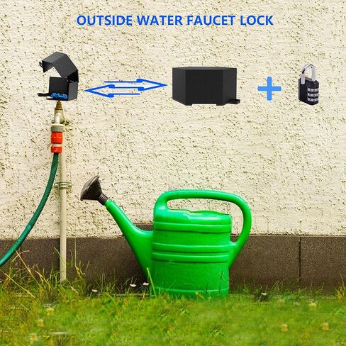 Sdstone Faucet Lock Outdoor - Password-Protected Water Spigot Lock, Hose Bib Steel, Gate Valve - Prevent Theft and Unauthorized Use for Garden, Valve - 1 Pack (Black) in Kuwait
