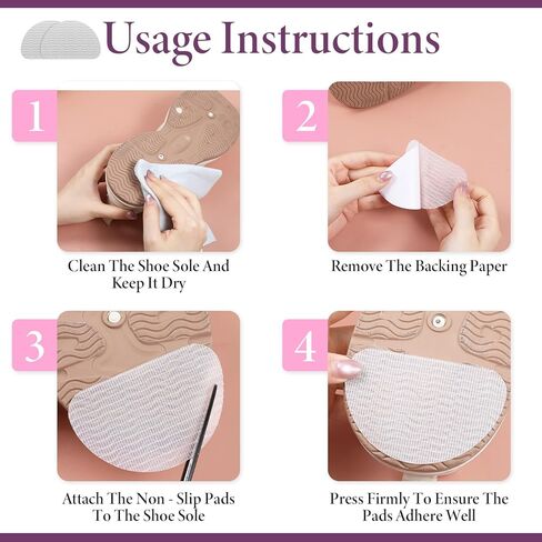 4 Pairs Anti-Slip Grip Inserts for Pumps, Clear Non Slip Shoe Pads for Heels, Stilettos & Dress Shoes, Sole Protectors Adhesive Invisible Traction Stickers for Pointed Toe Soles in Saudi Arabia