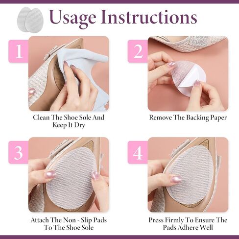 4 Pairs Anti-Slip Grip Inserts for Pumps, Clear Non Slip Shoe Pads for Heels, Stilettos & Dress Shoes, Sole Protectors Adhesive Invisible Traction Stickers for Pointed Toe Soles in Saudi Arabia