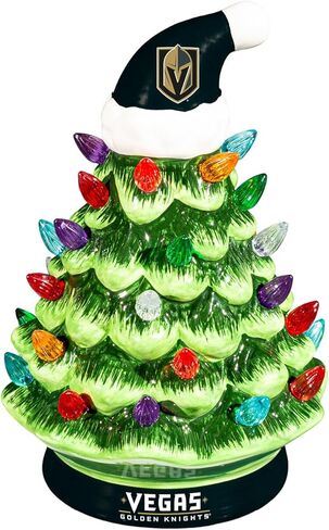 NHL Pittsburgh Penguins Ceramic Christmas Tree That Lights Up | 8" LED Vintage Tree | Officially Licensed Team Logo | Tabletop Decorations for Home in Saudi Arabia