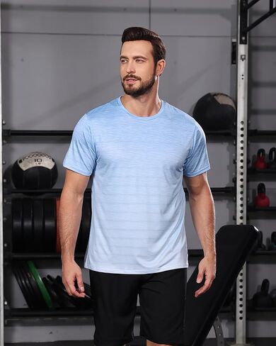 BOJIN Men's Quick Dry Athletic T-Shirt Workout Short Sleeve Performance Gym Top Moisture Wicking Lightweight Running Tee in Saudi Arabia