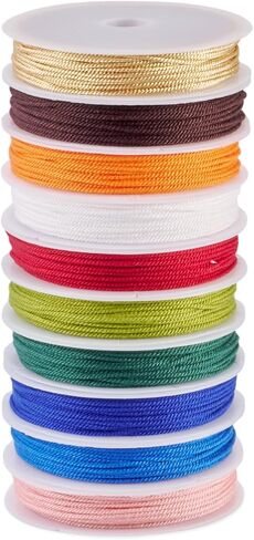 1mm Polyester Twisted Cord Mixed Colors Round Polyester Twisted Cord 40m/50m for Necklace Bracelet DIY Jewelry Keychain Handmade Crafts Making Supplies 8rolls/10rolls (C Style) in Saudi Arabia