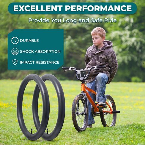 قطعتان، أنابيب دراجة ممتازة 18X1.75/1.90/1.95/2.0/2.10/2.125، متوافقة مع إطارات الدراجة 18x1.75 إلى 2.125، مع صمام شريدر 32 مم، مطاط البوتيل، تستخدم لدراجات الأطفال الجبلية والطراد والمدينة والطرق in Kuwait