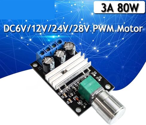 تيار مستمر 6 فولت 12 فولت 24 فولت 28VDC 3A 80 واط PWM وحدة تحكم سرعة المحرك منظم قابل للتعديل التحكم في السرعة المتغيرة مع مفتاح الجهد 1 قطعة in Kuwait