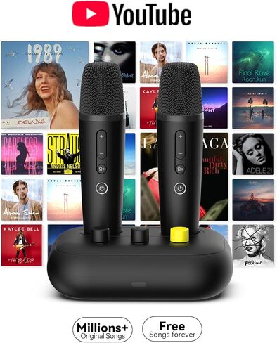 K3 Karaoke Machine with 2 Mics,Millions of Free Songs (English/Spanish/Tagalog/Chinese/French/Portuguese/Italian/Korean/Vietnamese...) Home Karaoke System for TV & Projector in Saudi Arabia