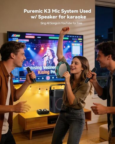 K3 Karaoke Machine with 2 Mics,Millions of Free Songs (English/Spanish/Tagalog/Chinese/French/Portuguese/Italian/Korean/Vietnamese...) Home Karaoke System for TV & Projector in Saudi Arabia