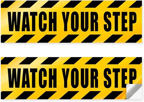 ملصق Watch Your Step، شارات أرضية أمان صفراء عاكسة مقاس 10 × 3 بوصة، علامة تحذير ذاتية اللصق مقاومة للماء للخطوات، عبوتان in Saudi Arabia