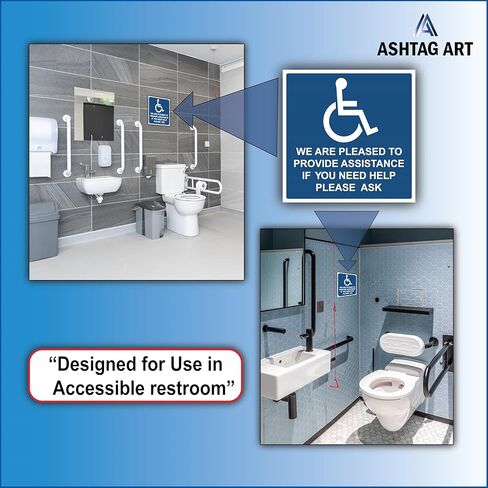 Premium يسعدنا تقديم علامات ملصقات ملصقات المساعدة [عبوة من 3] - ملصق من الفينيل يمكن الوصول إليه للمعاقين مثالي لشخص الكرسي المتحرك [6 × 6 بوصات] in Kuwait