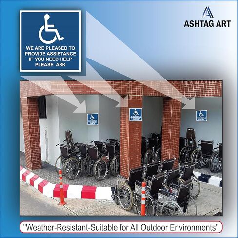 Premium يسعدنا تقديم علامات ملصقات ملصقات المساعدة [عبوة من 3] - ملصق من الفينيل يمكن الوصول إليه للمعاقين مثالي لشخص الكرسي المتحرك [6 × 6 بوصات] in Kuwait