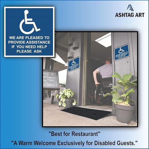 Premium يسعدنا تقديم علامات ملصقات ملصقات المساعدة [عبوة من 3] - ملصق من الفينيل يمكن الوصول إليه للمعاقين مثالي لشخص الكرسي المتحرك [6 × 6 بوصات] in Kuwait