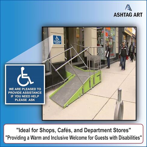 Premium يسعدنا تقديم علامات ملصقات ملصقات المساعدة [عبوة من 3] - ملصق من الفينيل يمكن الوصول إليه للمعاقين مثالي لشخص الكرسي المتحرك [6 × 6 بوصات] in Kuwait