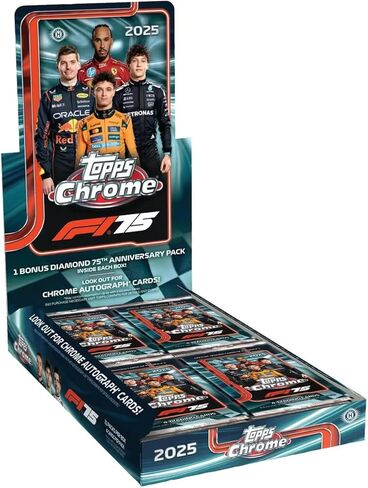 2025 Topps Chrome F1 / Formula 1 - صندوق الهوايات - مغلق (مع حزمة الذكرى السنوية الـ 75 الماسية الإضافية في الصندوق) in Saudi Arabia