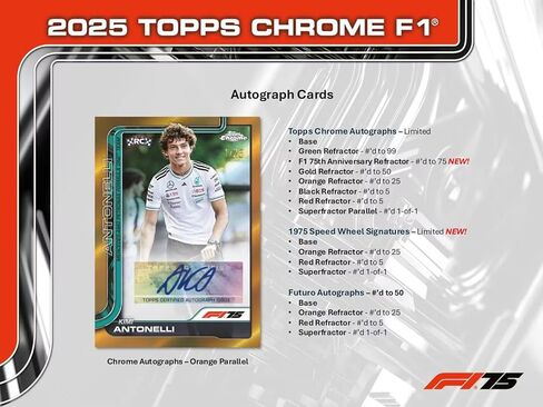 2025 Topps Chrome F1 / Formula 1 - صندوق الهوايات - مغلق (مع حزمة الذكرى السنوية الـ 75 الماسية الإضافية في الصندوق) in Saudi Arabia