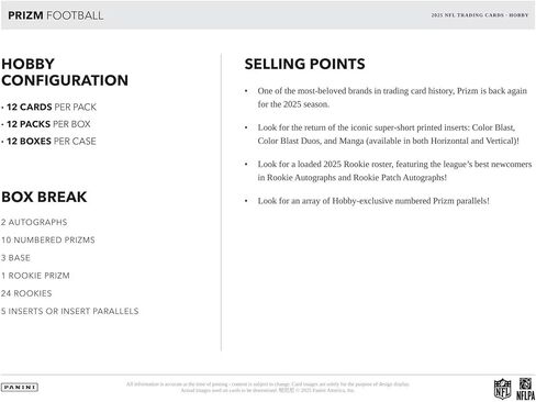 2025 Panini Prizm Football Hobby Trading Card Box (2 Autographs Per Box) in Saudi Arabia