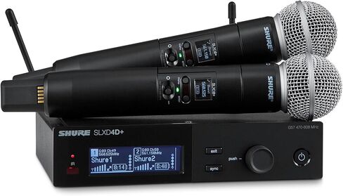 Shure SLXD24+/58 Handheld Wireless System - Includes SLXD4+ Receiver, SLXD2+ Handheld Transmitter with SM58 Capsule, Bluetooth Monitoring, Feedback Reduction, WWB and Mobile App Control, G57 Band in Saudi Arabia
