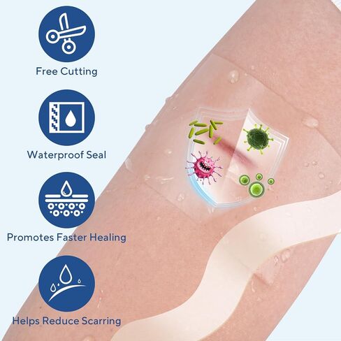 Hydrocolloid Roll for Wound Care, Flexible & Ultra Absorbent Hydrocolloid Bandages, Waterproof and Self-Adhesive Extra Large Hydrocolloid Patch Tape for Blister Care, Cut-to-Size (2 in x 16 ft) in Saudi Arabia