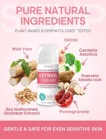 كريم استروجين للنساء من ستيليب - كريم استريول لدعم انقطاع الطمث للنساء، مرطب فيتوستروجين مرطب مع بوريريا ميريفيكا وإيسوفلافون الصويا، يقوي البشرة وتوازن الهرمونات، 3.5 أونصة in Kuwait