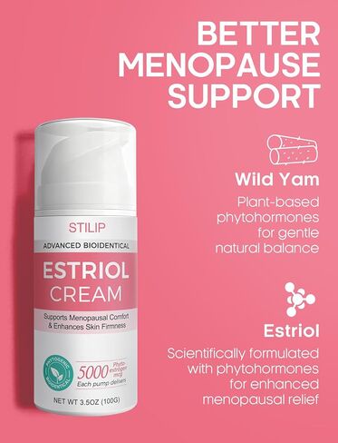 كريم استروجين للنساء من ستيليب - كريم استريول لدعم انقطاع الطمث للنساء، مرطب فيتوستروجين مرطب مع بوريريا ميريفيكا وإيسوفلافون الصويا، يقوي البشرة وتوازن الهرمونات، 3.5 أونصة in Kuwait