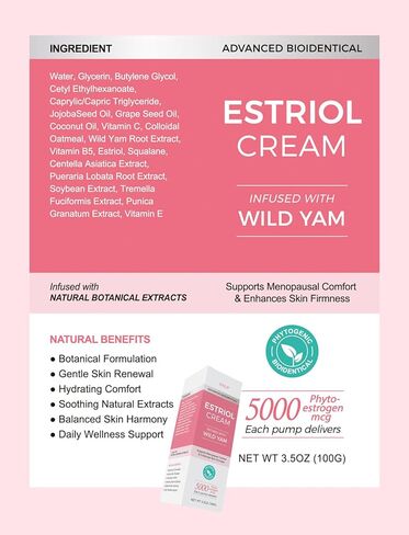 كريم استروجين للنساء من ستيليب - كريم استريول لدعم انقطاع الطمث للنساء، مرطب فيتوستروجين مرطب مع بوريريا ميريفيكا وإيسوفلافون الصويا، يقوي البشرة وتوازن الهرمونات، 3.5 أونصة in Kuwait