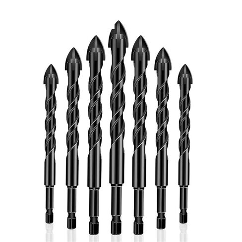 لقم ثقب البلاط السداسي المتقاطع، فتاحة ثقب خرسانية من السيراميك الزجاجي، 4 شفرات من الكربيد، رأس مثقاب ملتوي 3/4/5/6/8/10/12 مم قطعة واحدة (الحجم: 4 مم) in Kuwait