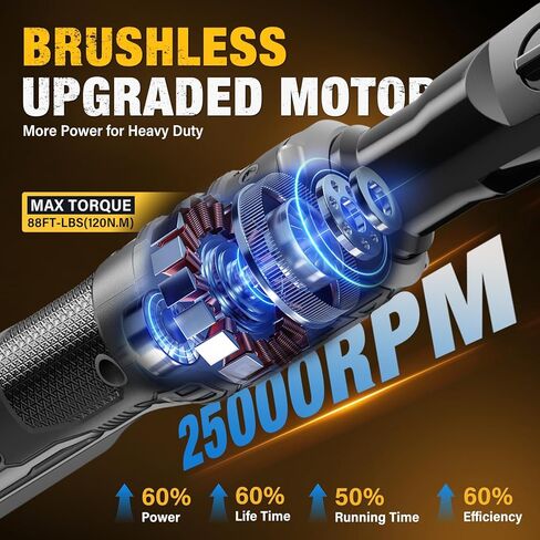 Cordless Ratchet Wrench for Dewalt 20V Battery, 3/8" Electric Ratchet Wrench Set, 88 Ft-lbs(120N.m), 500 RPM, Variable Speed, LED Light, 5 Sockets, 1/4" & 1/2" Adaptors, 3" Extension Bar(Tool Only) in Saudi Arabia