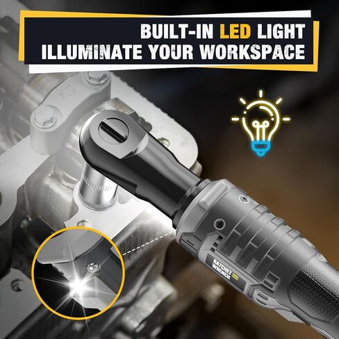 Cordless Ratchet Wrench for Dewalt 20V Battery, 3/8" Electric Ratchet Wrench Set, 88 Ft-lbs(120N.m), 500 RPM, Variable Speed, LED Light, 5 Sockets, 1/4" & 1/2" Adaptors, 3" Extension Bar(Tool Only) in Saudi Arabia