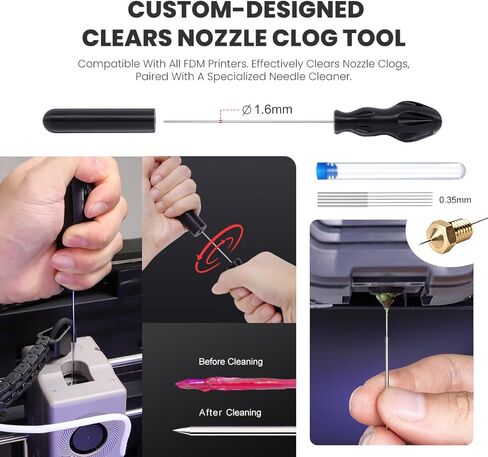 مجموعة أدوات الطابعة ثلاثية الأبعاد الأساسية | مجموعة طباعة ثلاثية الأبعاد مع منظف الفوهة، وأنبوب PTFE 3M، وكماشة وأدوات إزالة الأزيز، وما إلى ذلك ملحقات الطابعة ثلاثية الأبعاد للتجميع والإزالة والتنظيف والتشطيب in Kuwait