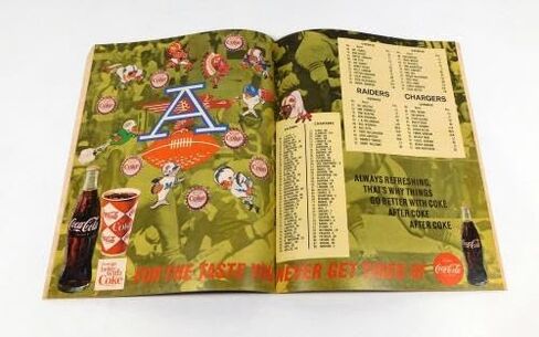 1966 سان دييغو تشارجرز في برنامج كرة القدم أوكلاند رايدرز AFL 9-25-66 - برامج NFL in Saudi Arabia