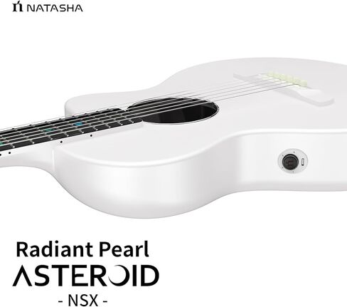 جيتار صوتي من ألياف الكربون من ناتاشا مع بيك اب NSX، جيتار سفر جيتار بسلسلة فولاذية مقاس 38 بوصة، جيتار متين رفيع للغاية مكون من 6 أوتار للمبتدئين والمتعلمين المتوسطين والكبار (لؤلؤ مشع) in Kuwait