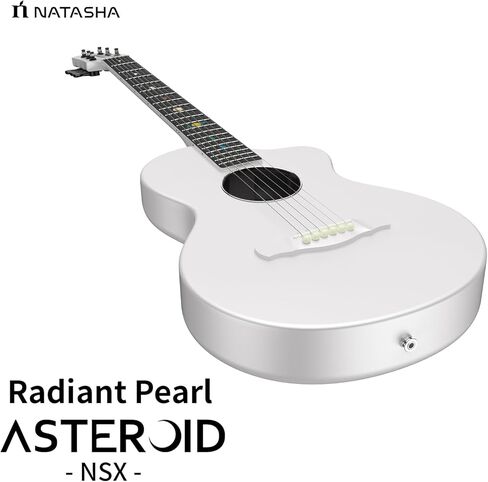 جيتار صوتي من ألياف الكربون من ناتاشا مع بيك اب NSX، جيتار سفر جيتار بسلسلة فولاذية مقاس 38 بوصة، جيتار متين رفيع للغاية مكون من 6 أوتار للمبتدئين والمتعلمين المتوسطين والكبار (لؤلؤ مشع) in Kuwait