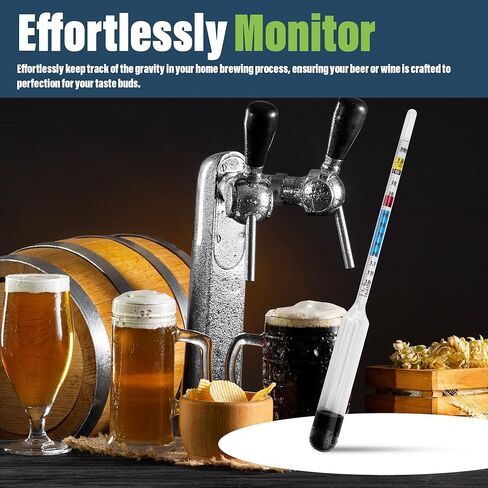 مقياس كثافة السوائل لصنع النبيذ مع وعاء اختبار الكحول بمقياس 100 مم - مقياس الجاذبية النوعية لمجموعة اختبار صنع النبيذ والبيرة وتخمير البيرة المنزلية الخاصة بك in Kuwait