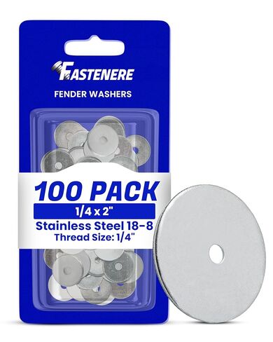 غسالات Fender Fender 1/4 × 2 (100 عبوة)، قطر كبير، لمسة نهائية سادة من الفولاذ المقاوم للصدأ 18-8، مقاومة للتآكل، أجهزة معدنية عالية القوة للشد للسيارات ومشروعات البناء in Saudi Arabia