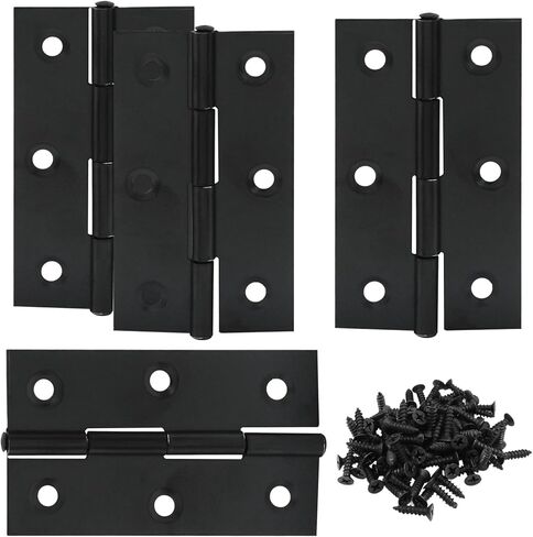 4PCS 3 Inch Stainless Steel Door Folding Butt Hinges, Black Metal Bisagras para Puertas with Screws for Door, Furnitures, Windows, Cabinet,Cupboard, Dressers in Kuwait