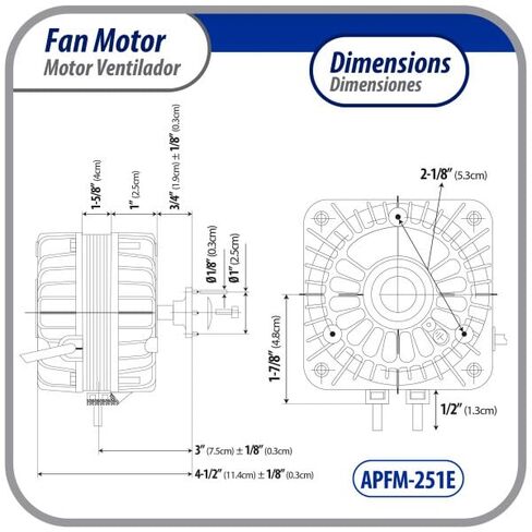 Appli Parts APFM-251E 25W Refrigeration Condenser and Evaporator Motor 115V 60Hz 1.2A 1450rpm Includes Base and 12in Aluminum Fan Blade CCW Shaft end Universal fit in Saudi Arabia