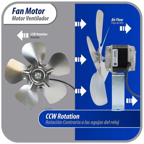 Appli Parts APFM-251E 25W Refrigeration Condenser and Evaporator Motor 115V 60Hz 1.2A 1450rpm Includes Base and 12in Aluminum Fan Blade CCW Shaft end Universal fit in Saudi Arabia