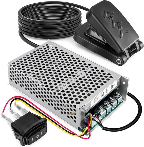 PWM DC Motor Speed Controller Kit with Foot Pedal, 10-50V 100A Adjustable Speed Regulator, Reversible Switch, Cooling Fan and Fuse Protection for Power Wheel, Electric Toy Car, and DIY Projects in Kuwait