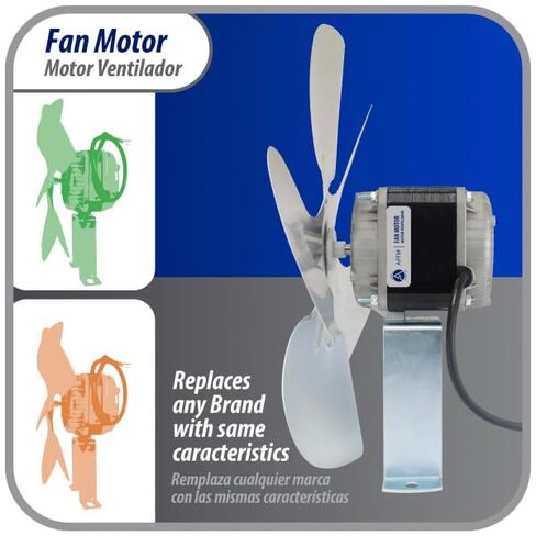Appli Parts APFM-251E 25W Refrigeration Condenser and Evaporator Motor 115V 60Hz 1.2A 1450rpm Includes Base and 12in Aluminum Fan Blade CCW Shaft end Universal fit in Saudi Arabia