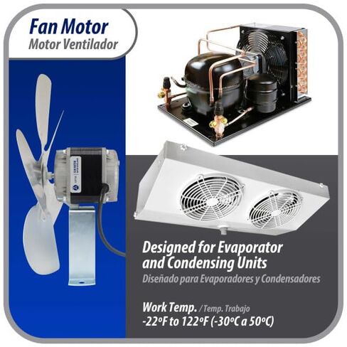 Appli Parts APFM-251E 25W Refrigeration Condenser and Evaporator Motor 115V 60Hz 1.2A 1450rpm Includes Base and 12in Aluminum Fan Blade CCW Shaft end Universal fit in Saudi Arabia