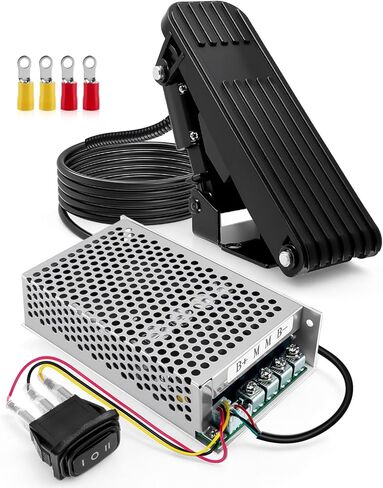 PWM DC Motor Speed Controller Kit with Foot Pedal, 10-50V 100A Adjustable Speed Regulator, Reversible Switch, Cooling Fan and Fuse Protection for Power Wheel, Electric Toy Car, and DIY Projects in Saudi Arabia