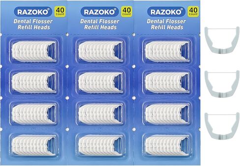 رؤوس إعادة ملء خيط تنظيف الأسنان، متوافقة مع خيط تنظيف الأسنان ألترا كلين من ليسترين، خيط تنظيف قوي للغاية لتنظيف مريح، بدون نكهة، 120 قطعة in Kuwait
