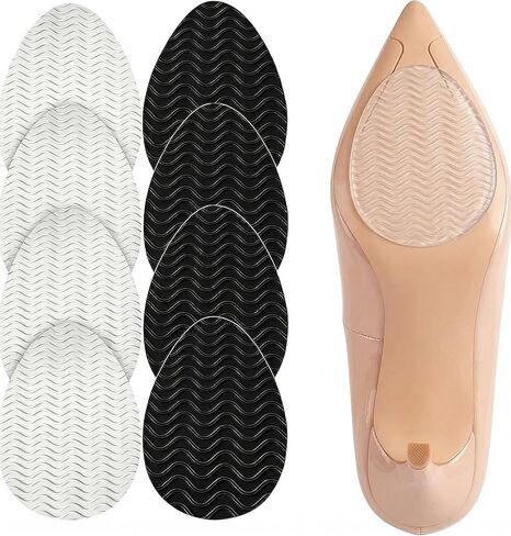 Non Slip Shoe Pads for Heels, Anti Slip Grips for Bottom of Shoes, Self Adhesive Heel Pads for High Heels Boots, Shoe Grips for Heels, Sole Protector for Women (Clear & Black) in Saudi Arabia