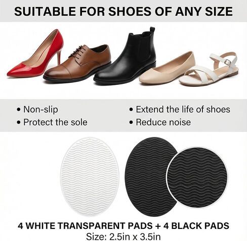 Non Slip Shoe Pads for Heels, Anti Slip Grips for Bottom of Shoes, Self Adhesive Heel Pads for High Heels Boots, Shoe Grips for Heels, Sole Protector for Women (Clear & Black) in Saudi Arabia
