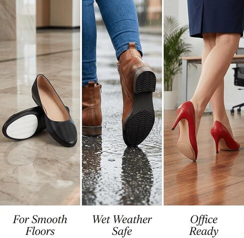 Non Slip Shoe Pads for Heels, Anti Slip Grips for Bottom of Shoes, Self Adhesive Heel Pads for High Heels Boots, Shoe Grips for Heels, Sole Protector for Women (Clear & Black) in Saudi Arabia
