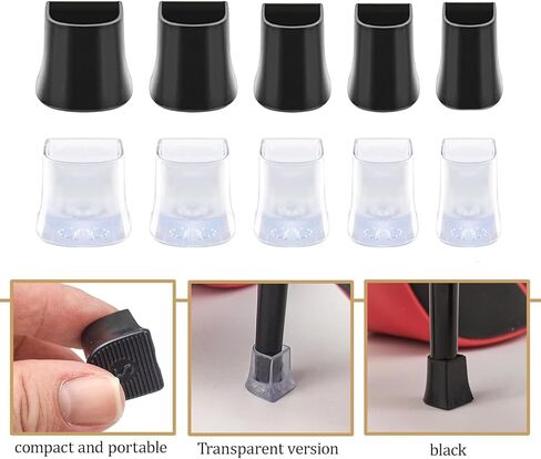 40 Pcs Heel Covers for high Heel Shoes, High Heel Protectors for Heel Shoes, 5 Sizes (XXS, XS, S, M, L) Stiletto Heel Stoppers for Grass, Gravel, Uneven Surfaces, 20 PCS Black and 20PCS Transparent in Kuwait