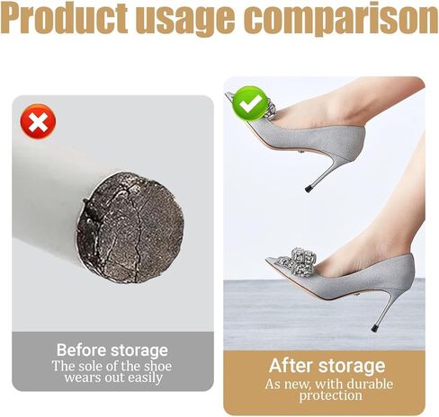 40 Pcs Heel Covers for high Heel Shoes, High Heel Protectors for Heel Shoes, 5 Sizes (XXS, XS, S, M, L) Stiletto Heel Stoppers for Grass, Gravel, Uneven Surfaces, 20 PCS Black and 20PCS Transparent in Kuwait