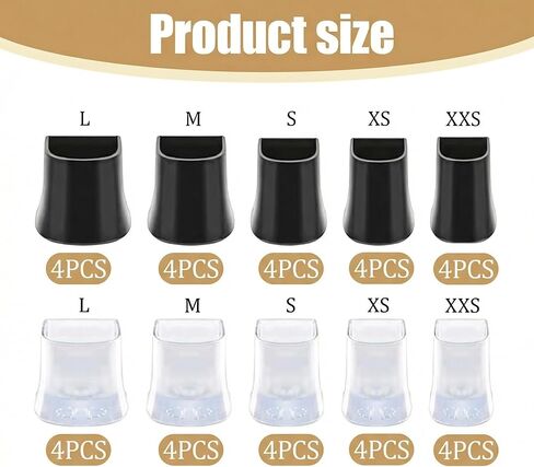 40 Pcs Heel Covers for high Heel Shoes, High Heel Protectors for Heel Shoes, 5 Sizes (XXS, XS, S, M, L) Stiletto Heel Stoppers for Grass, Gravel, Uneven Surfaces, 20 PCS Black and 20PCS Transparent in Kuwait