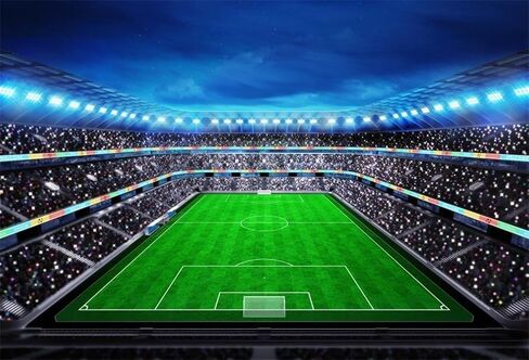AOFOTO 7x5ft ليلة مضيئة لكرة القدم ساحة الملعب خلفية كرة القدم الملعب المشجعين في المدرجات التصوير الفوتوغرافي خلفية الأضواء الدوري مباراة المحكمة فريق لعبة قدمت خطوط بوابة الهدف صور استوديو الدعائم in Kuwait