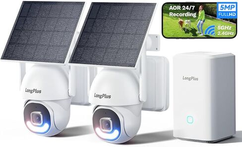 نظام كاميرا LongPlus Home Base Security، كاميرات Wi-Fi لاسلكية لأمن المنزل مع كشف الحركة بالذكاء الاصطناعي، 5 ميجابكسل in Kuwait