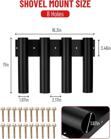 8-Hole Truck Bed Shovel Mount Holder Trailer Landscape Hand Tool Rack Organizer for Trimmer Rake Lawn Tool Utility UTV Accessories in Saudi Arabia