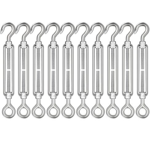 10 قطع M8 هوك وعين وصلة ربط المقطورة 304 من الفولاذ المقاوم للصدأ، شدادات شديدة التحمل لشد حبل السلك، أجهزة خيمة تظليل الشمس، تركيب خيمة in Kuwait